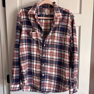 J. Crew Men's Navy Red Plaid Casual Shirt Size Large | Classic Flannel